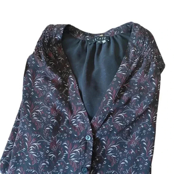 1. State Button Down Floral Blouse Bishop Sleeves - Picture 6 of 6